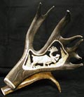 Alaska Gifts - Caribou antler with caribou in tundra